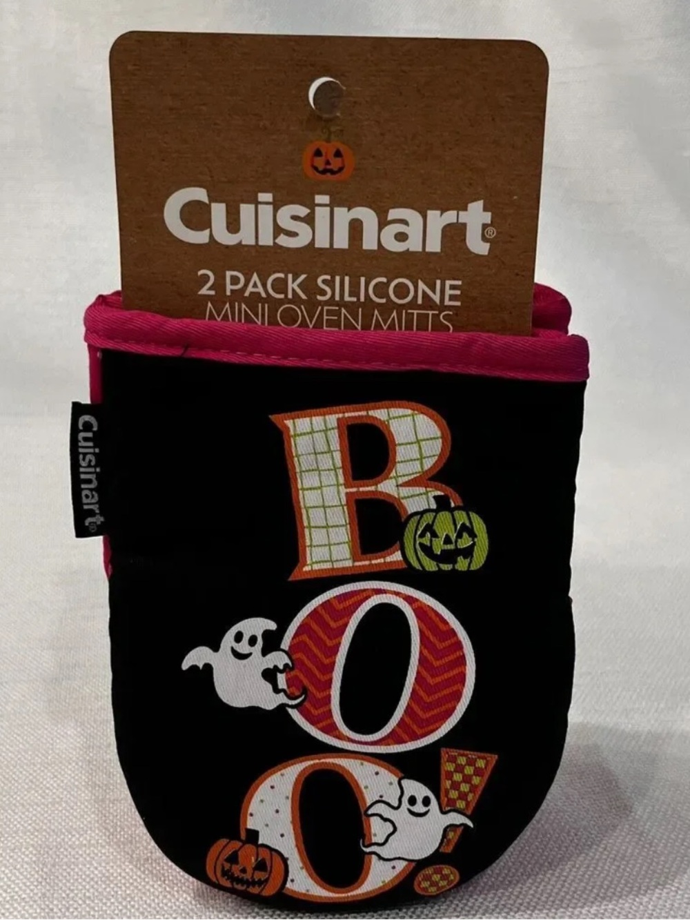 Cuisinart Black & Pink BOO Silicone Mini Oven Mitt - 2Pak 🆕👻🎃💀